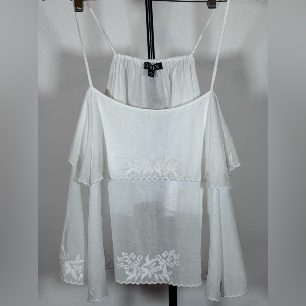 NWOT JCrew Tiered tank top with embroidery in cotton voile - Picture 4 of 7